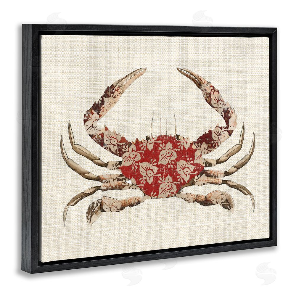 Lil' Rue Boho Patterned Crab Black Floating Frame Canvas Wall Art Print