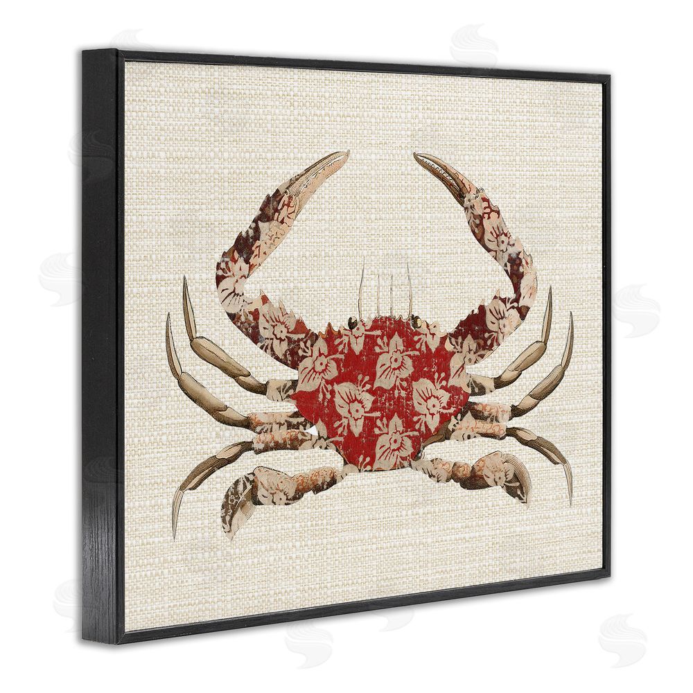 Lil' Rue Boho Patterned Crab Black Framed Giclee Wall Art Print