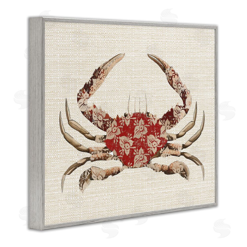Lil' Rue Boho Patterned Crab Gray Framed Giclee Wall Art Print