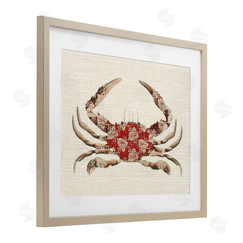 Lil' Rue Boho Patterned Crab Brown Framed Print Under Glass Wall Art