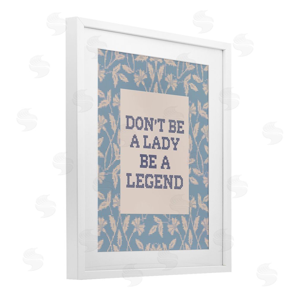 Lil' Rue Be A Legend Faux Cross Stitch White Framed Print Under Glass Wall Art