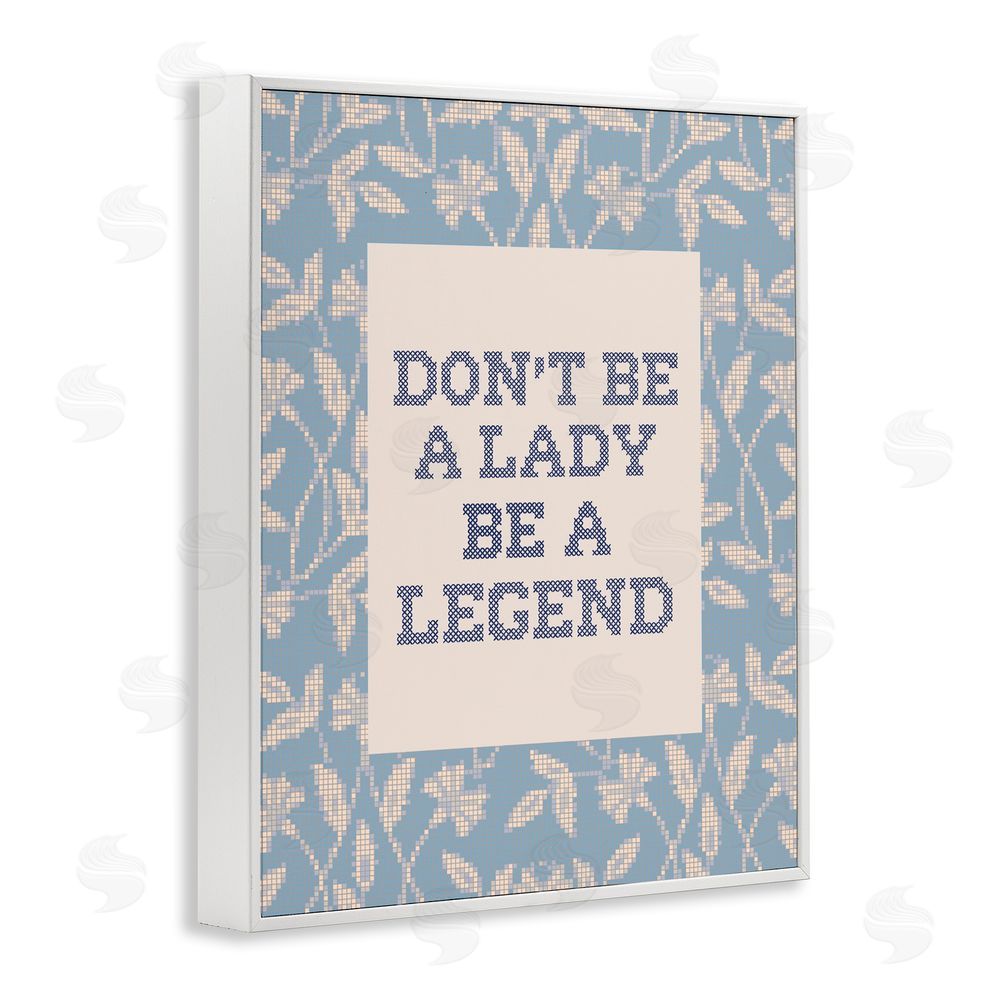 Lil' Rue Be A Legend Faux Cross Stitch White Framed Giclee Wall Art Print