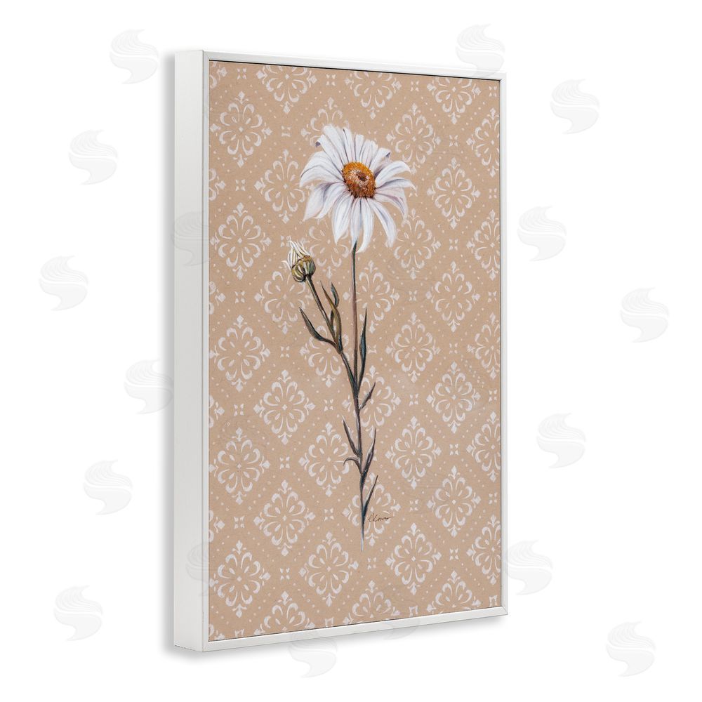 Cady Driver Boho Sprig of Daisy White Framed Giclee Wall Art Print