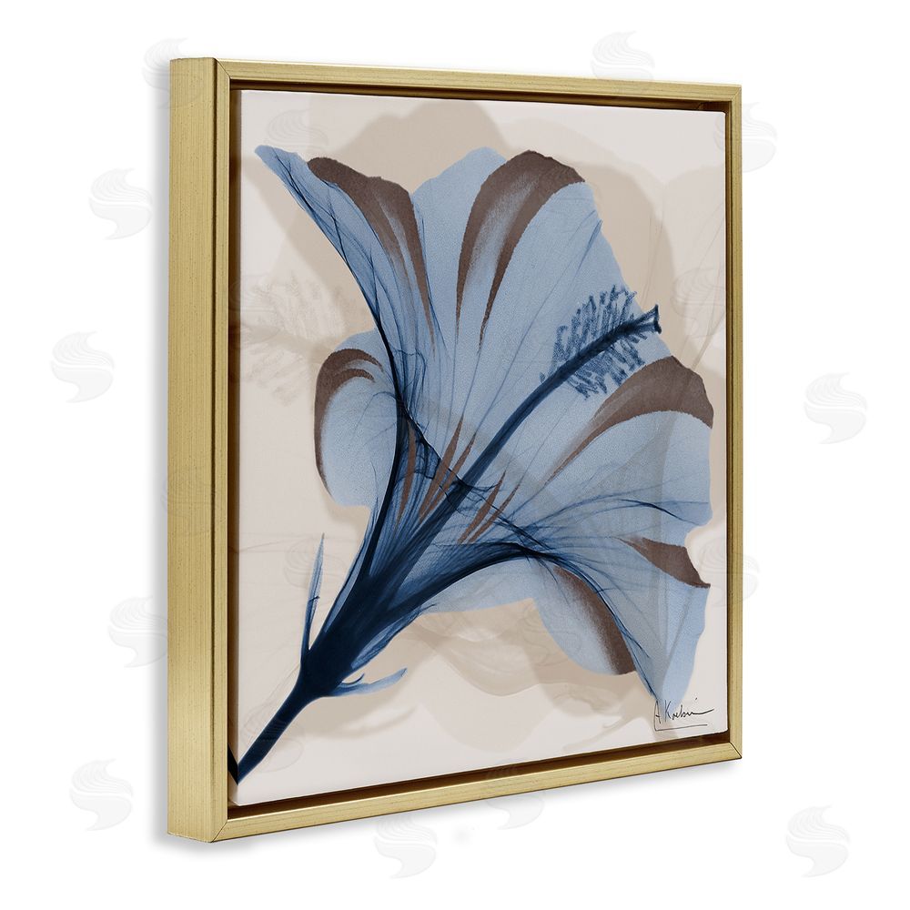 Albert Koetsier Blooming Sapphire Flower Gold Floating Frame Canvas Wall Art Print