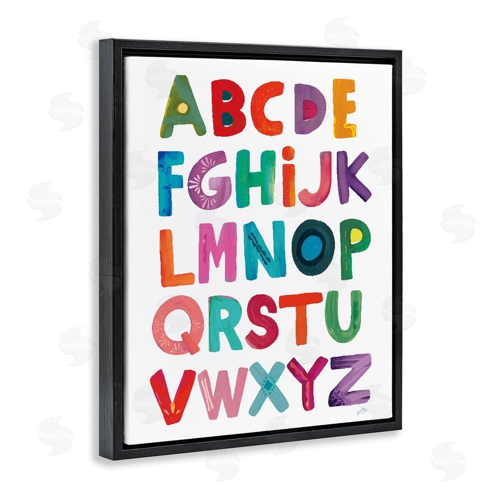 Kirsten Mohr Alphabet Letters in Fun Hues Black Floating Frame Canvas Wall Art Print