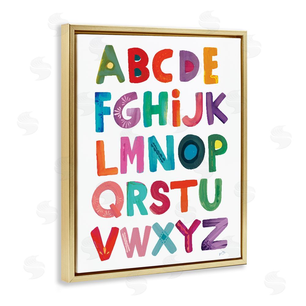 Kirsten Mohr Alphabet Letters in Fun Hues Gold Floating Frame Canvas Wall Art Print