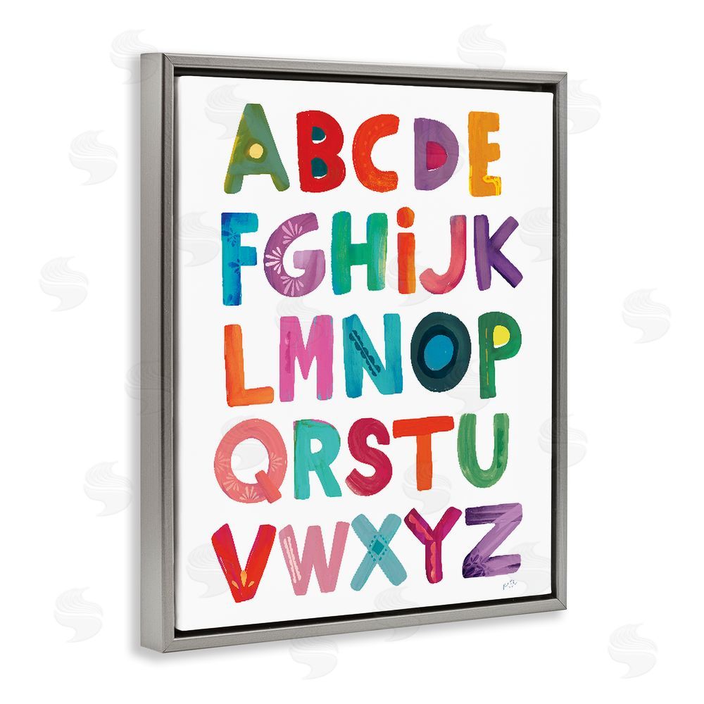 Kirsten Mohr Alphabet Letters in Fun Hues Gray Floating Frame Canvas Wall Art Print