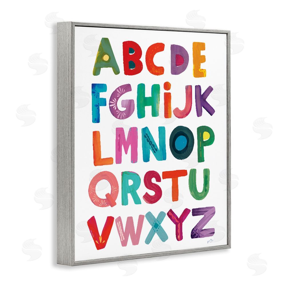 Kirsten Mohr Alphabet Letters in Fun Hues Gray Framed Giclee Wall Art Print