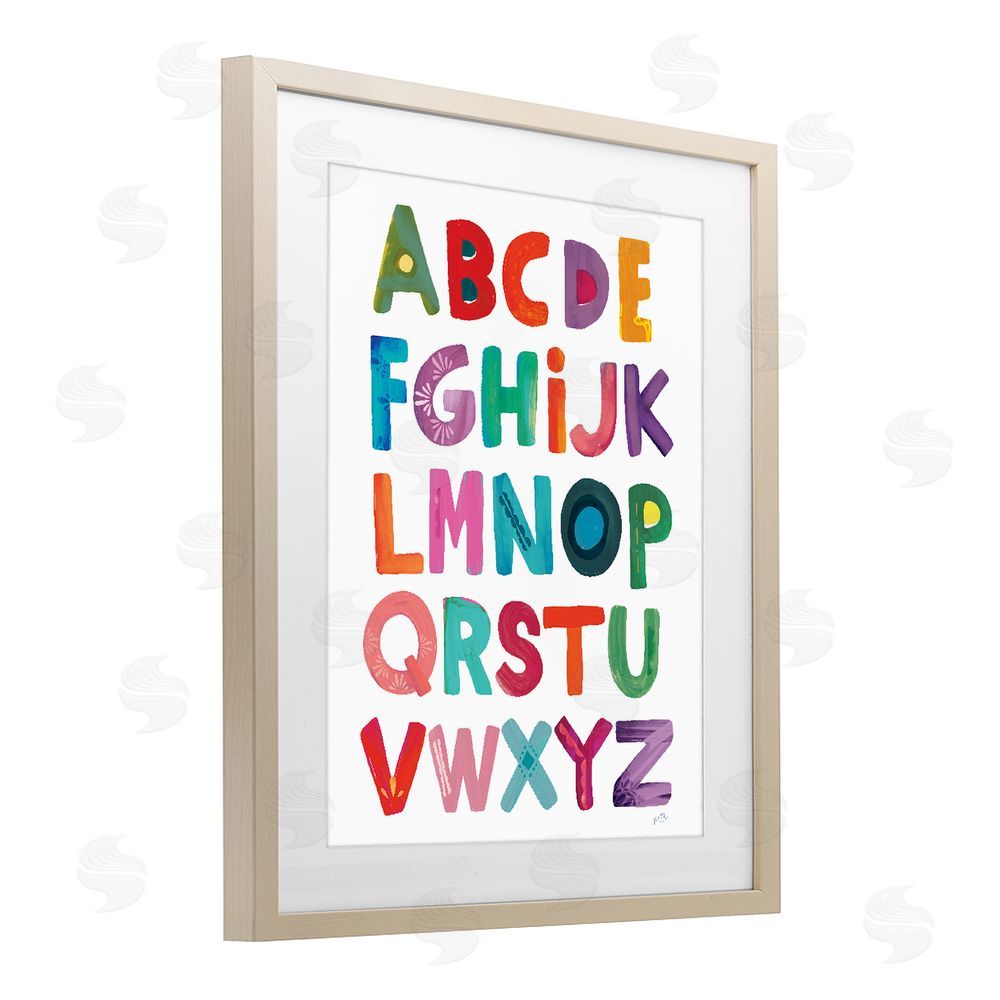 Kirsten Mohr Alphabet Letters in Fun Hues Brown Framed Print Under Glass Wall Art