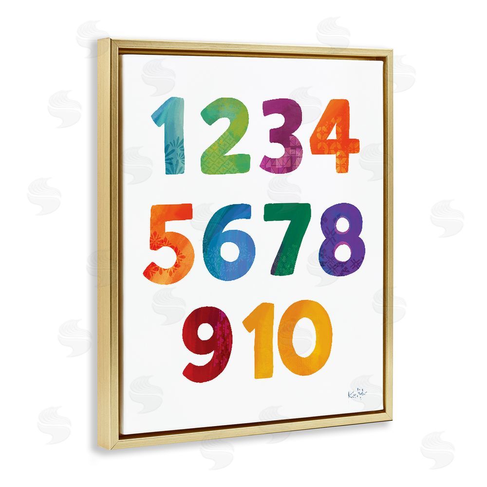 Kirsten Mohr Brightly Hued Numbers Gold Floating Frame Canvas Wall Art Print
