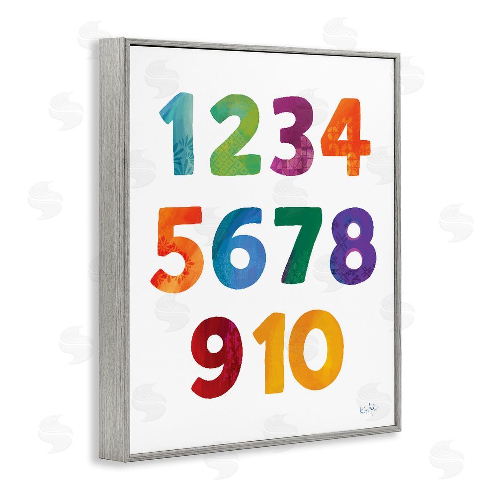 Kirsten Mohr Brightly Hued Numbers Gray Framed Giclee Wall Art Print