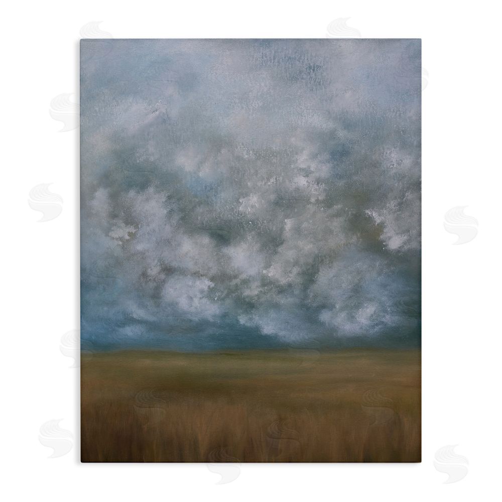 Lydia Orange August Clouds Landscape Stretched Canvas Wall Art Print