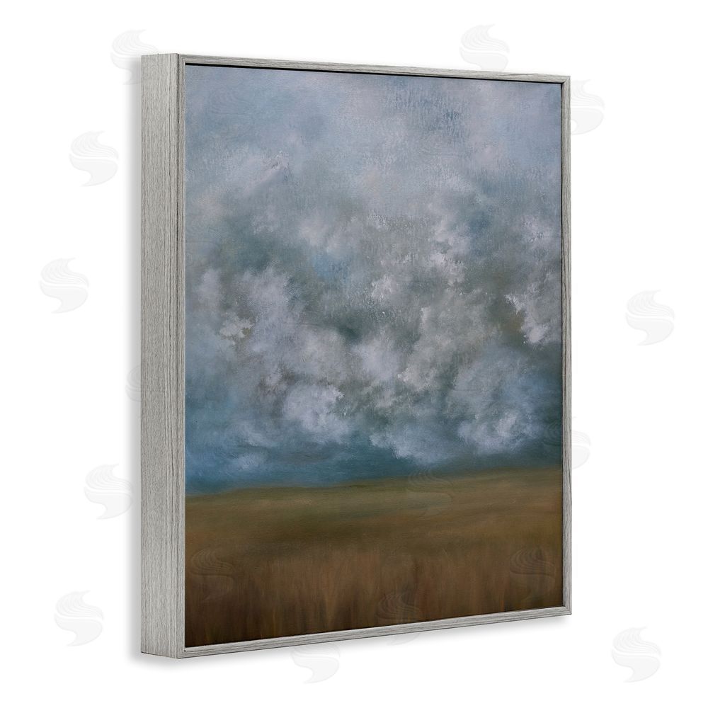 Lydia Orange August Clouds Landscape Gray Framed Giclee Wall Art Print