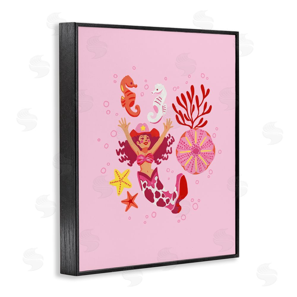 Ethel Fong Blush Coral Cowgirl Black Framed Giclee Wall Art Print