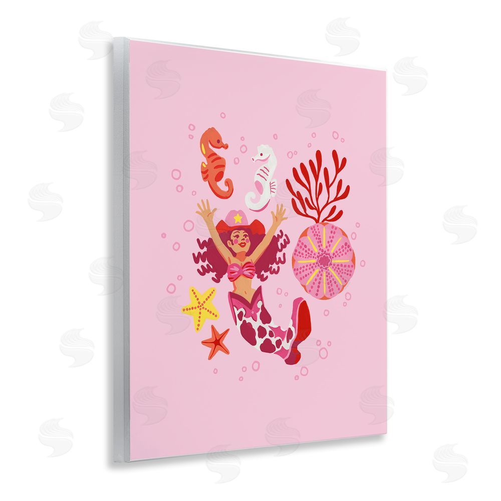 Ethel Fong Blush Coral Cowgirl Wooden Wall Plaque Art Print