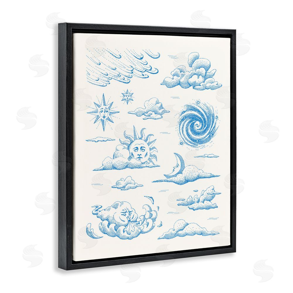 Ethel Fong Celestial Sprites Moon & Sun Black Floating Frame Canvas Wall Art Print