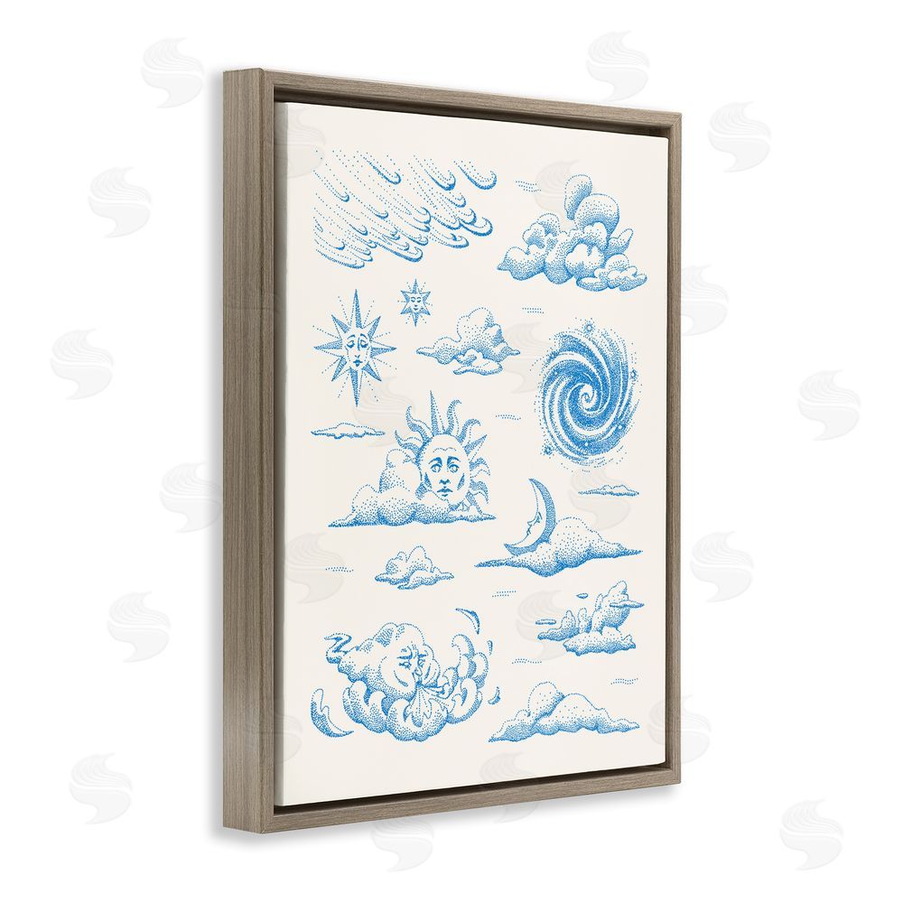 Ethel Fong Celestial Sprites Moon & Sun Brown Floating Frame Canvas Wall Art Print