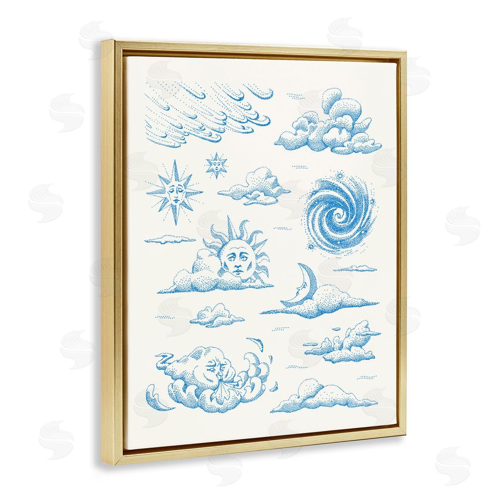 Ethel Fong Celestial Sprites Moon & Sun Gold Floating Frame Canvas Wall Art Print
