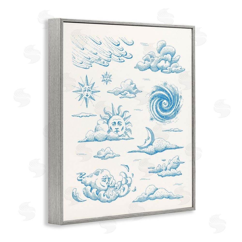Ethel Fong Celestial Sprites Moon & Sun Gray Framed Giclee Wall Art Print