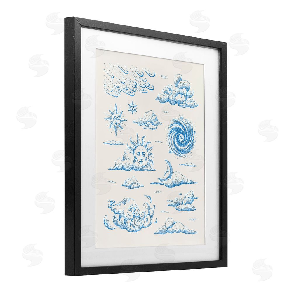 Ethel Fong Celestial Sprites Moon & Sun Black Framed Print Under Glass Wall Art