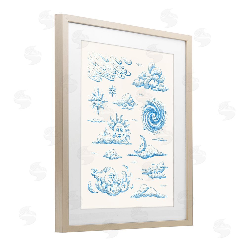Ethel Fong Celestial Sprites Moon & Sun Brown Framed Print Under Glass Wall Art