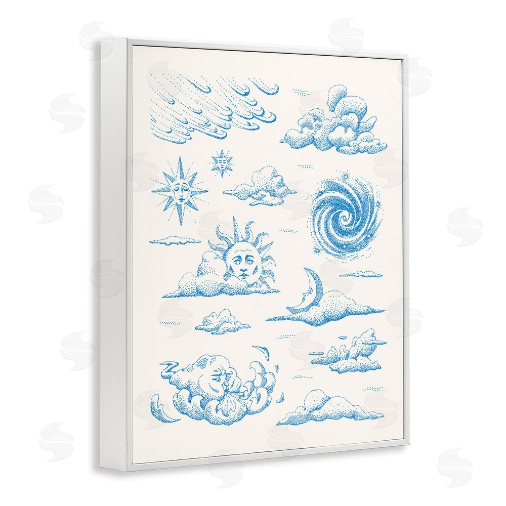 Ethel Fong Celestial Sprites Moon & Sun White Framed Giclee Wall Art Print