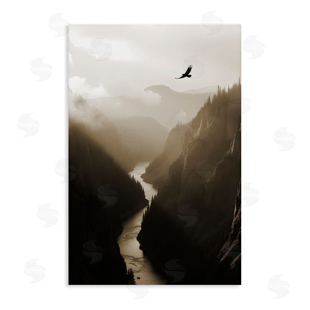 Noah Bay Bird High Above Canyon Stretched Canvas Wall Art Print