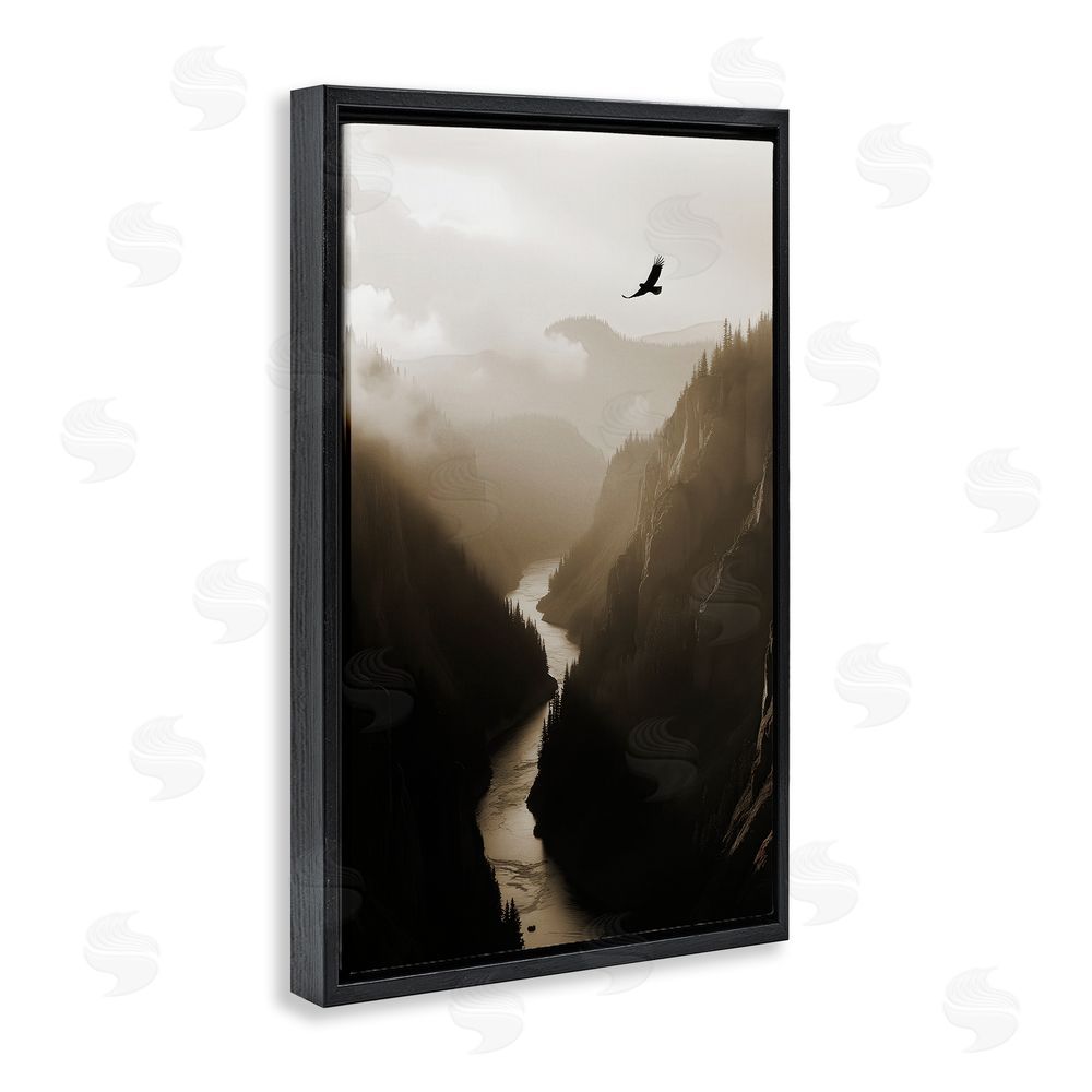 Noah Bay Bird High Above Canyon Black Floating Frame Canvas Wall Art Print