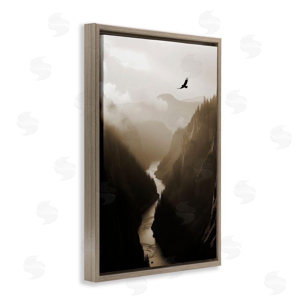 Noah Bay Bird High Above Canyon Brown Floating Frame Canvas Wall Art Print