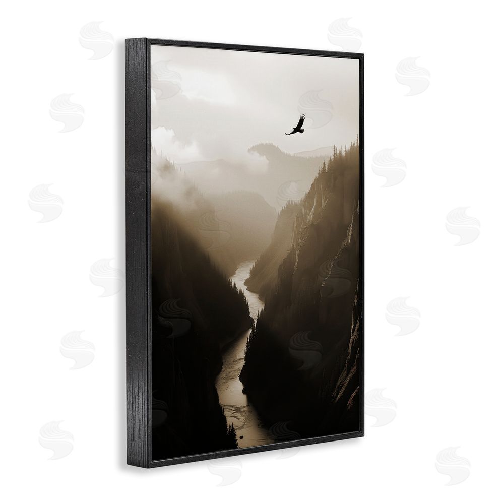 Noah Bay Bird High Above Canyon Black Framed Giclee Wall Art Print