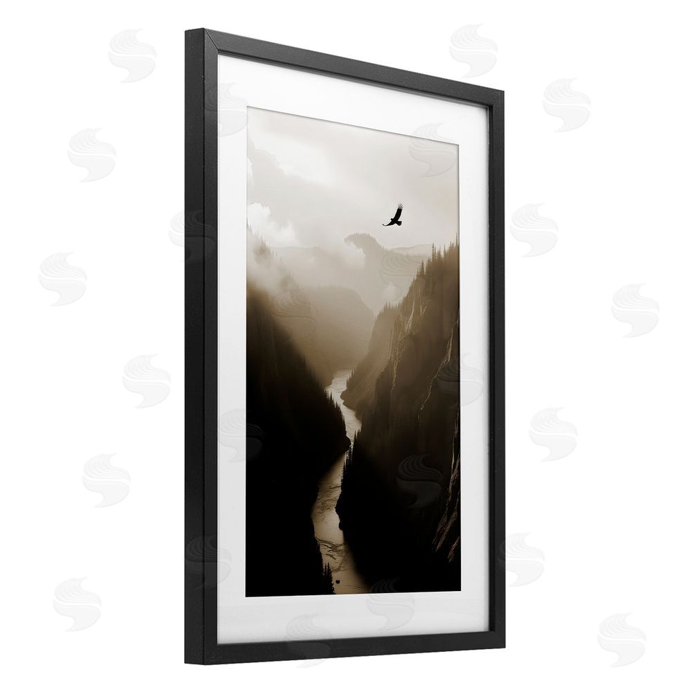 Noah Bay Bird High Above Canyon Black Framed Print Under Glass Wall Art
