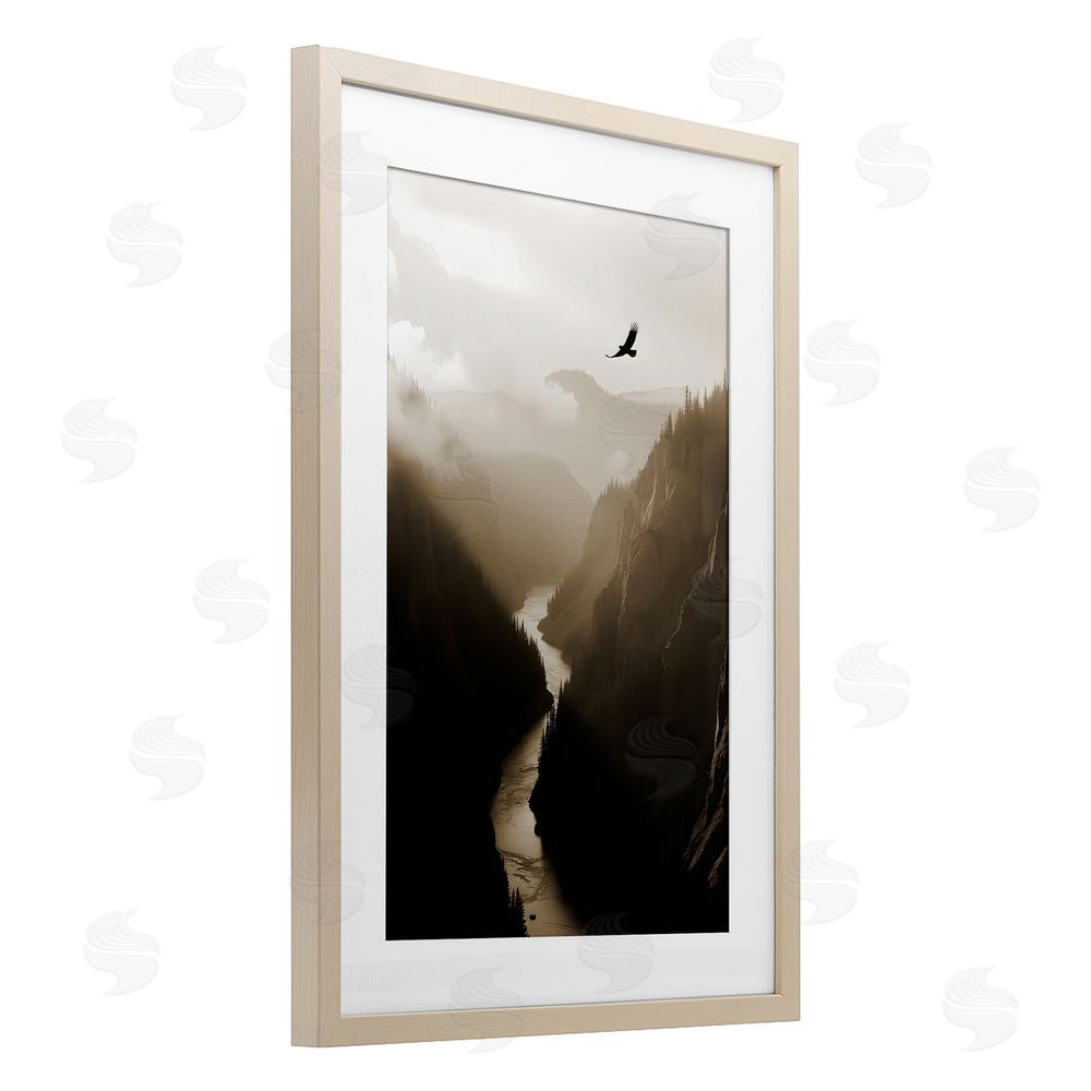 Noah Bay Bird High Above Canyon Brown Framed Print Under Glass Wall Art