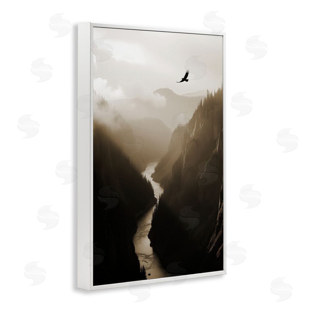 Noah Bay Bird High Above Canyon White Framed Giclee Wall Art Print