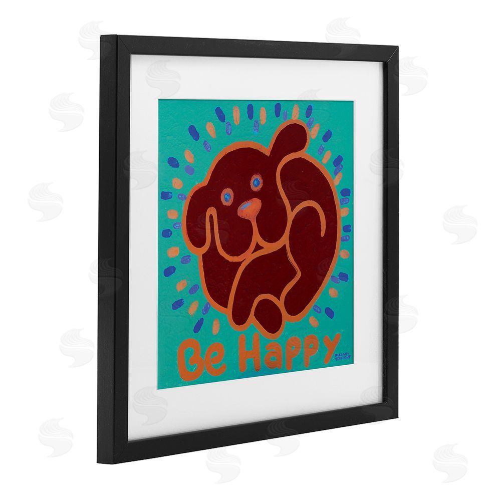 Hillary Vermont Be Happy Red Dog Black Framed Print Under Glass Wall Art