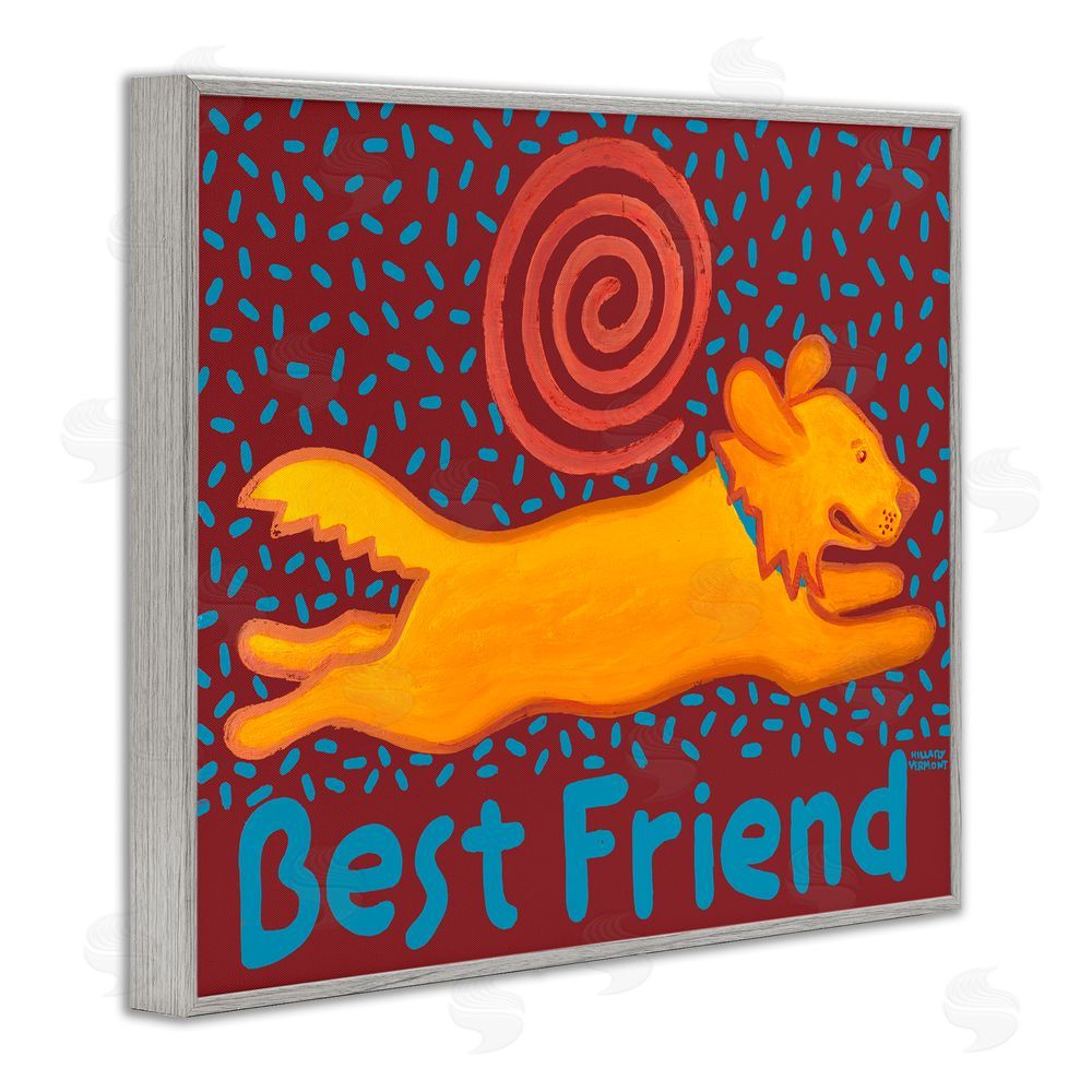 Hillary Vermont Best Friend Dashing Retriever Gray Framed Giclee Wall Art Print
