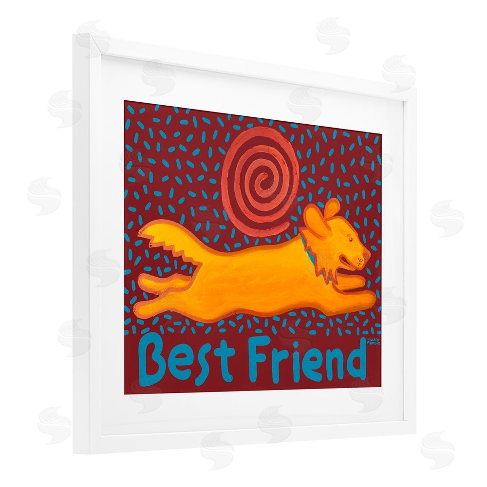 Hillary Vermont Best Friend Dashing Retriever White Framed Print Under Glass Wall Art