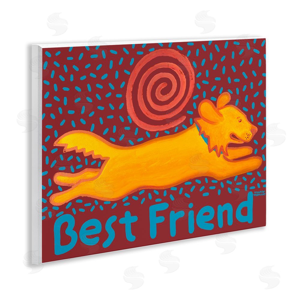 Hillary Vermont Best Friend Dashing Retriever Wooden Wall Plaque Art Print