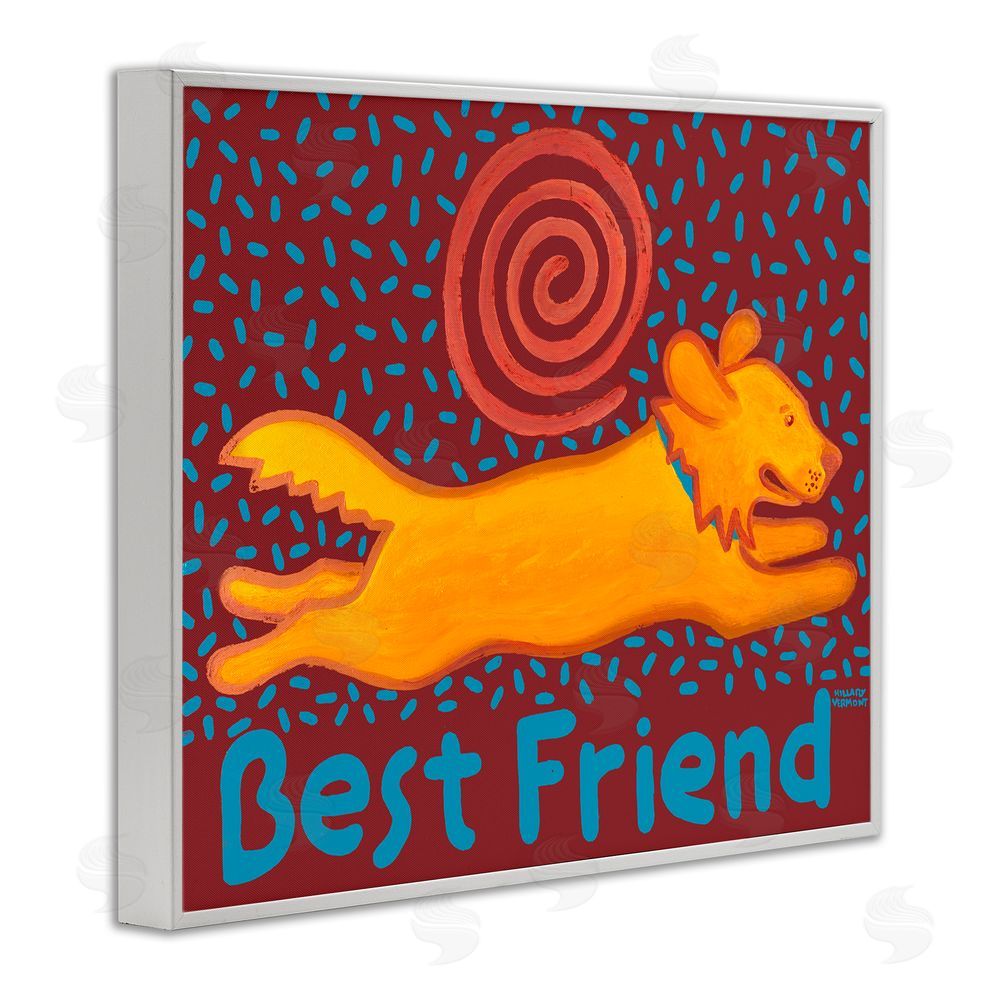 Hillary Vermont Best Friend Dashing Retriever White Framed Giclee Wall Art Print
