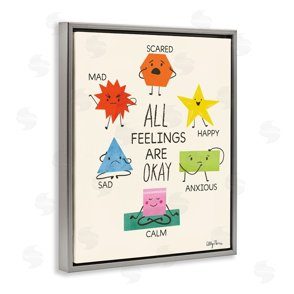 Allyson Norris All Feelings Are Okay Gray Floating Frame Canvas Wall Art Print
