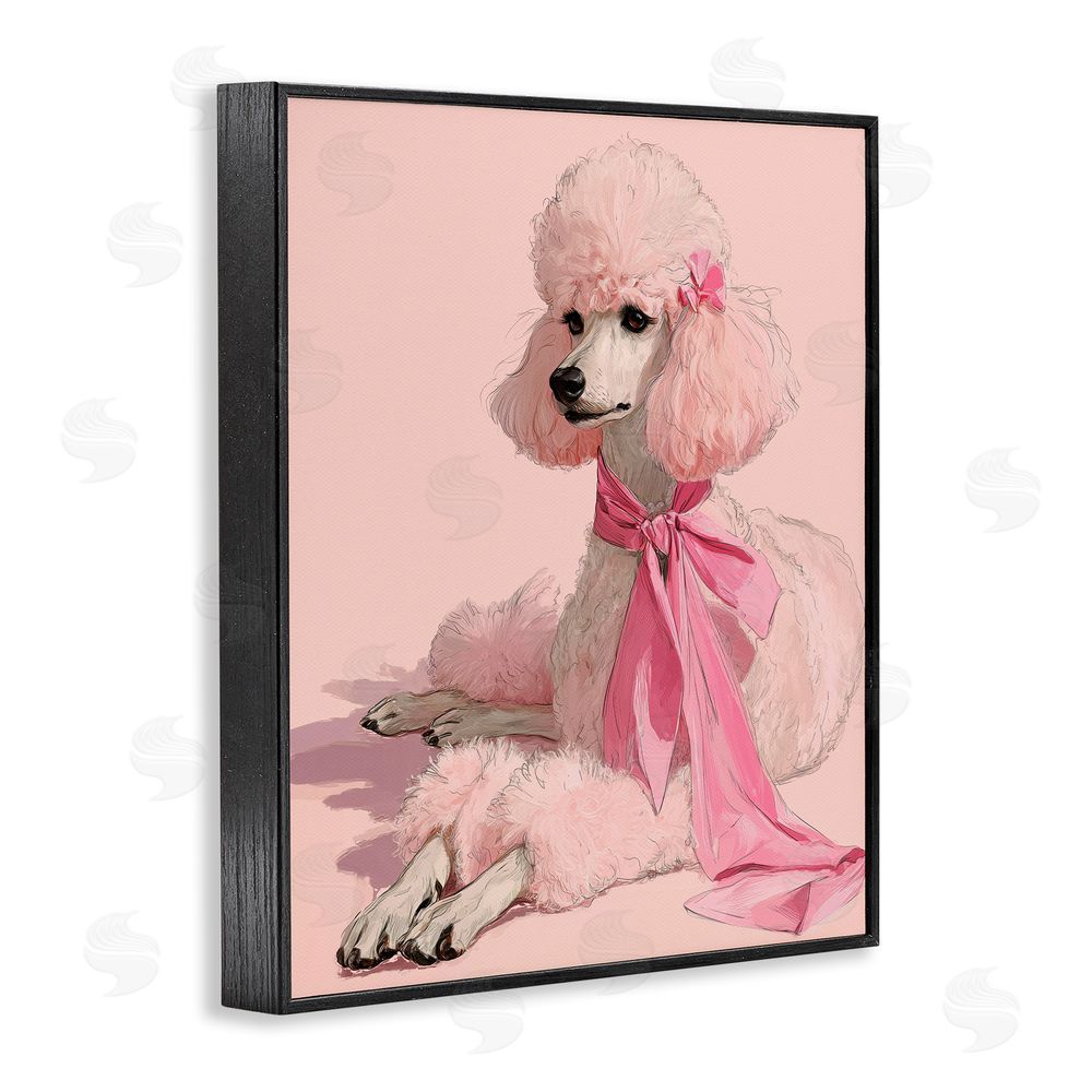 A Barefoot Stylist Chic Pink Poodle Portrait Black Framed Giclee Wall Art Print