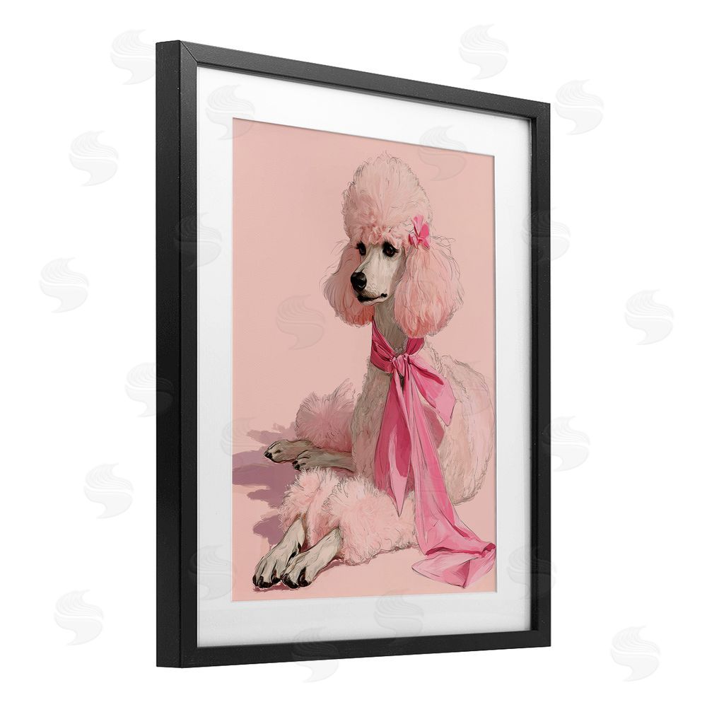 A Barefoot Stylist Chic Pink Poodle Portrait Black Framed Print Under Glass Wall Art