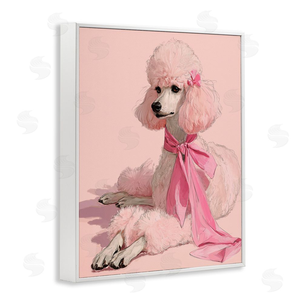 A Barefoot Stylist Chic Pink Poodle Portrait White Framed Giclee Wall Art Print