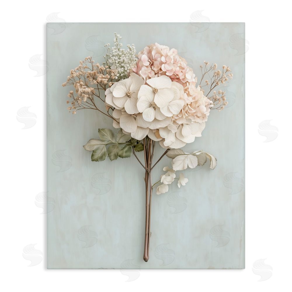 A Barefoot Stylist Blooming Cottage Hydrangea Stem Stretched Canvas Wall Art Print