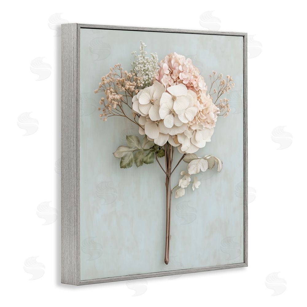 A Barefoot Stylist Blooming Cottage Hydrangea Stem Gray Framed Giclee Wall Art Print