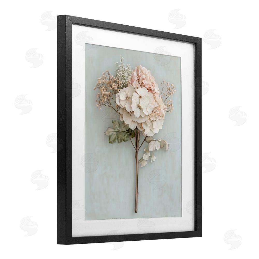 A Barefoot Stylist Blooming Cottage Hydrangea Stem Black Framed Print Under Glass Wall Art