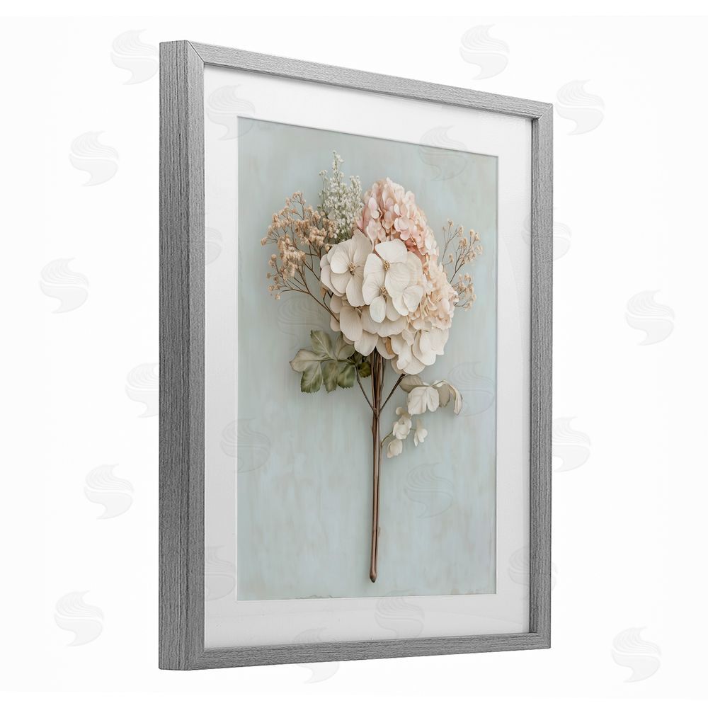 A Barefoot Stylist Blooming Cottage Hydrangea Stem Gray Framed Print Under Glass Wall Art