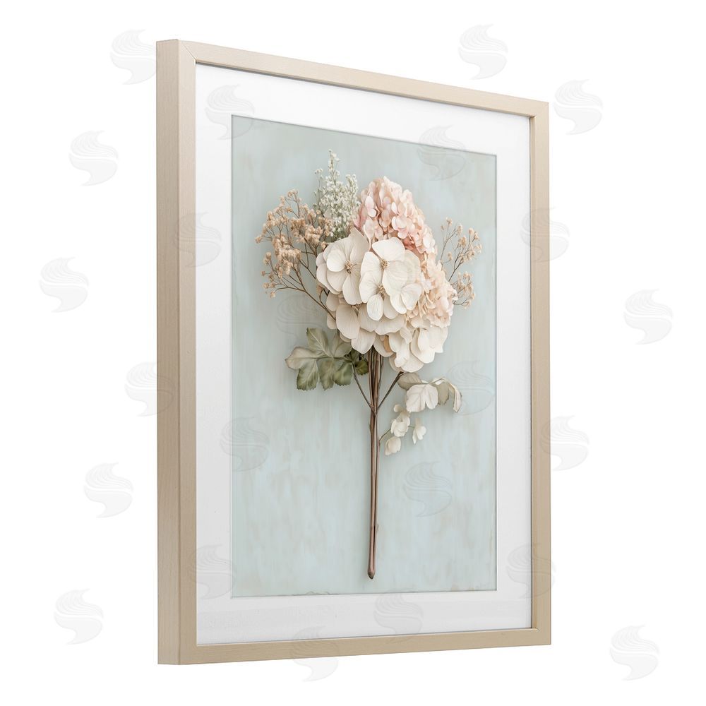 A Barefoot Stylist Blooming Cottage Hydrangea Stem Brown Framed Print Under Glass Wall Art