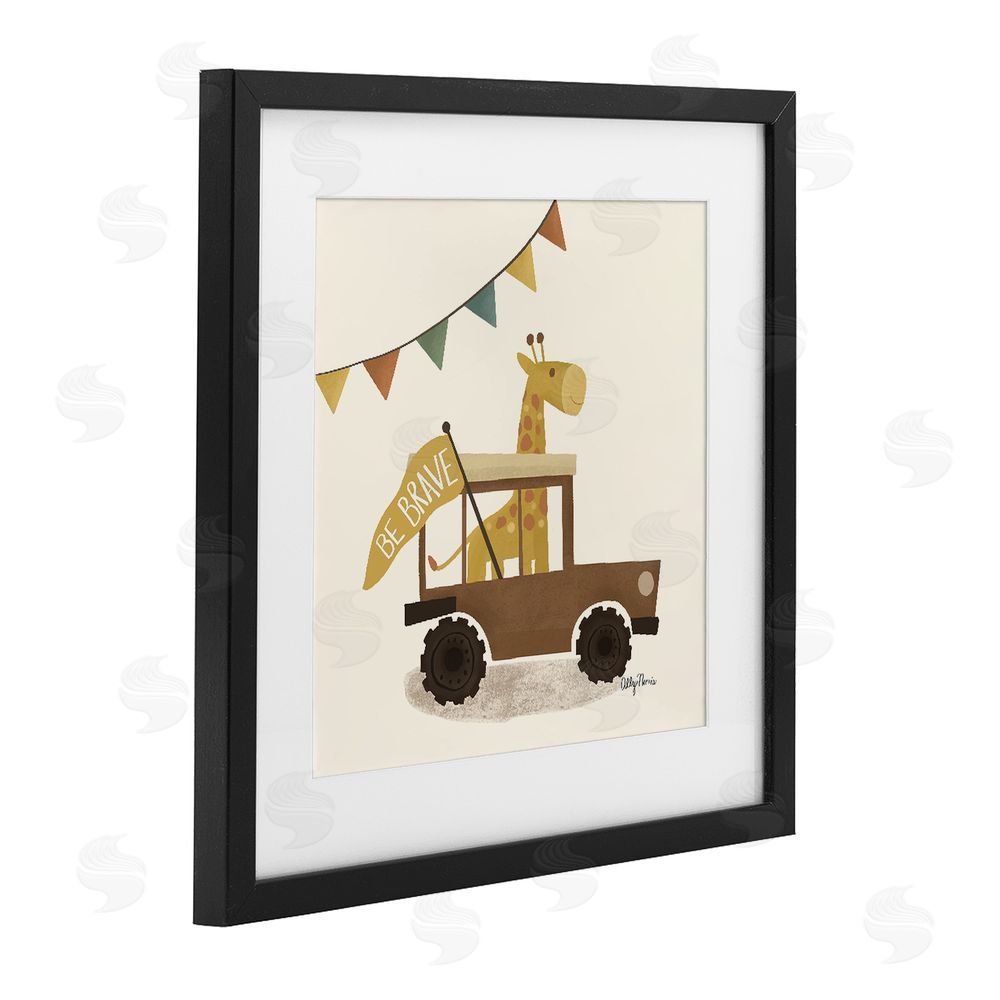 Allyson Norris Be Brave Giraffe in Car Black Framed Print Under Glass Wall Art
