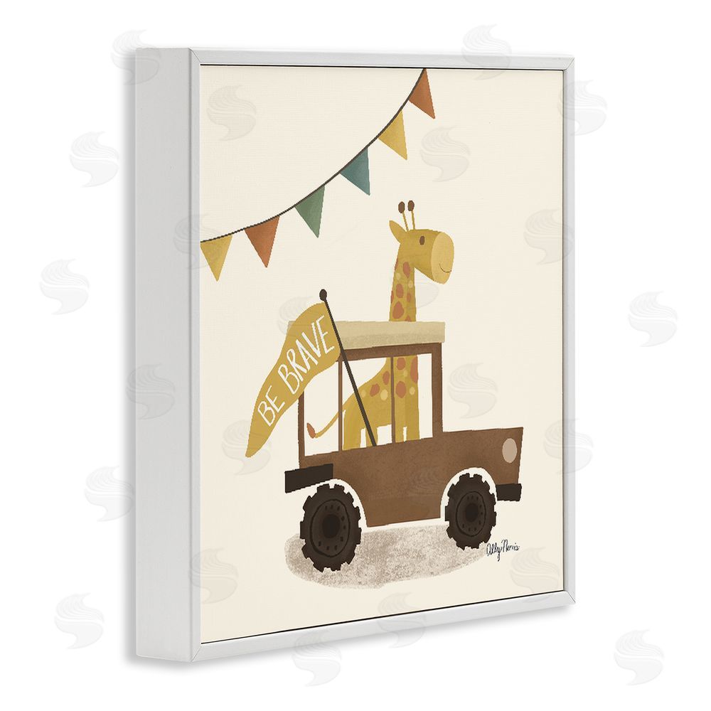 Allyson Norris Be Brave Giraffe in Car White Framed Giclee Wall Art Print