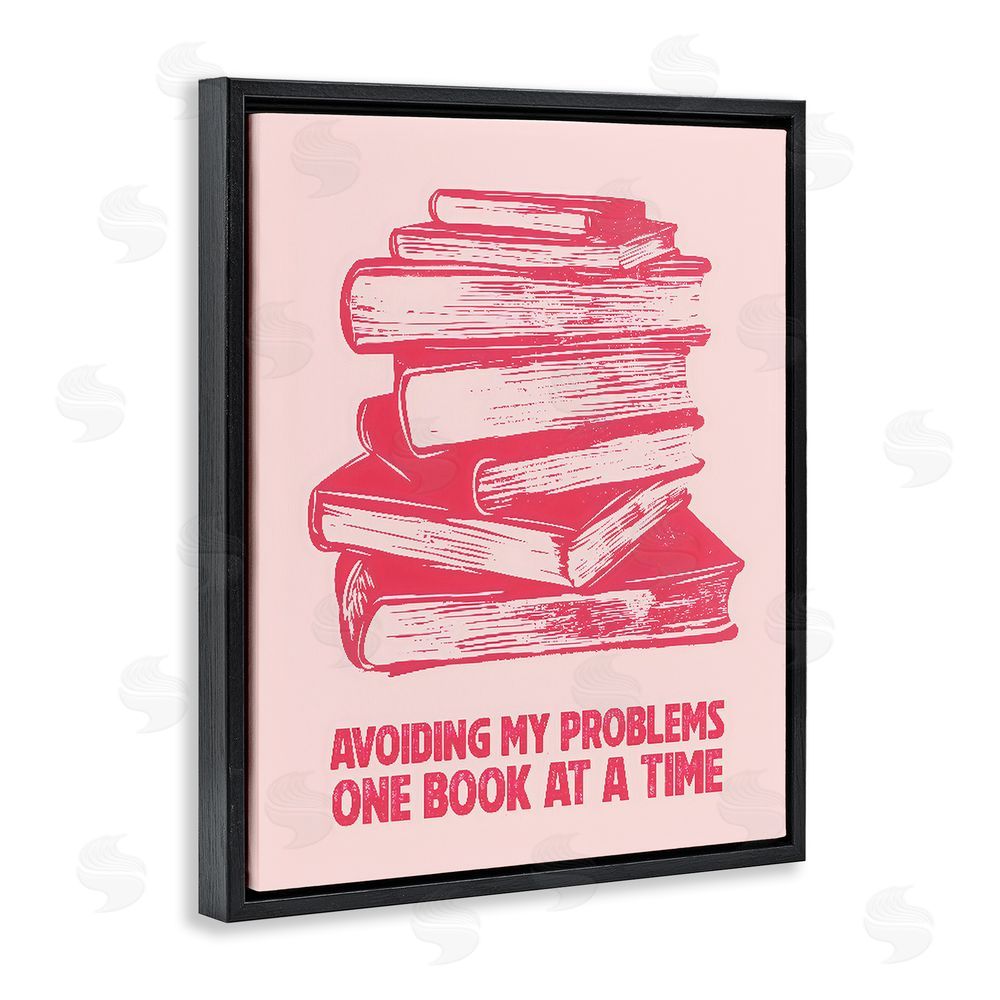 LSR Design Studio Avoiding Problems One Book At A Time Black Floating Frame Canvas Wall Art Print
